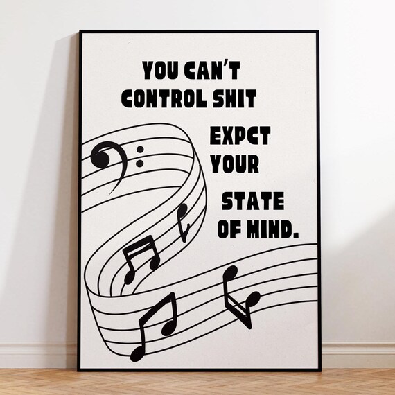 You Cant Control Shit Funny Music Lover Mindset Quote Poster