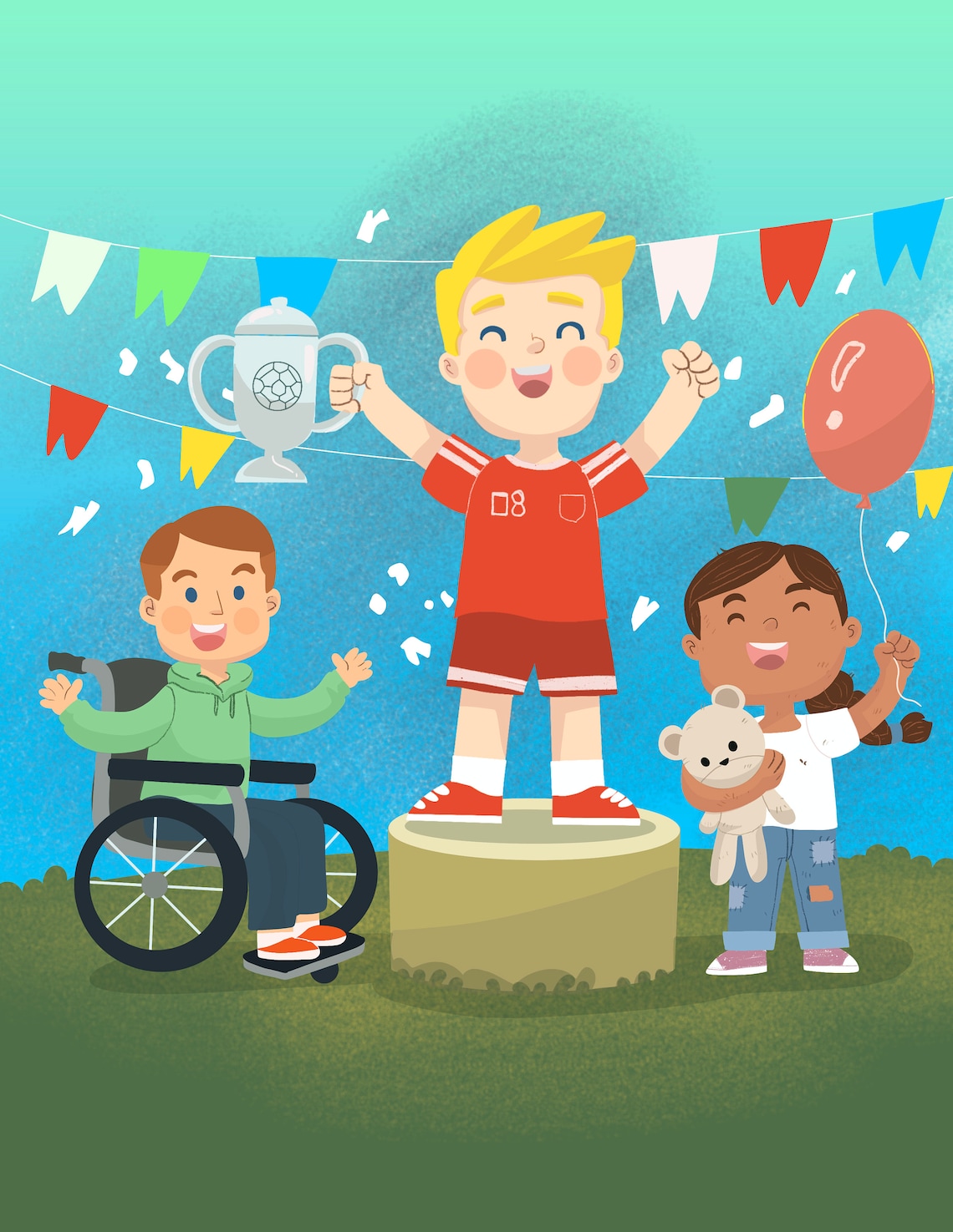 Happy Red Haired Girl Under the Sun Kids Illustration Poster - Image 3