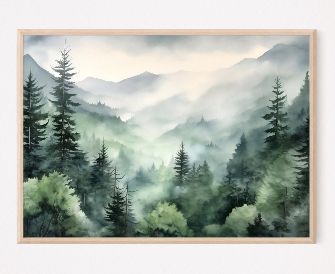 Great Smoky Mountains National Park Watercolor Painting Art Pint Smoky Mountains Poster Watercolor Art Travel Gifts Travel Poster
