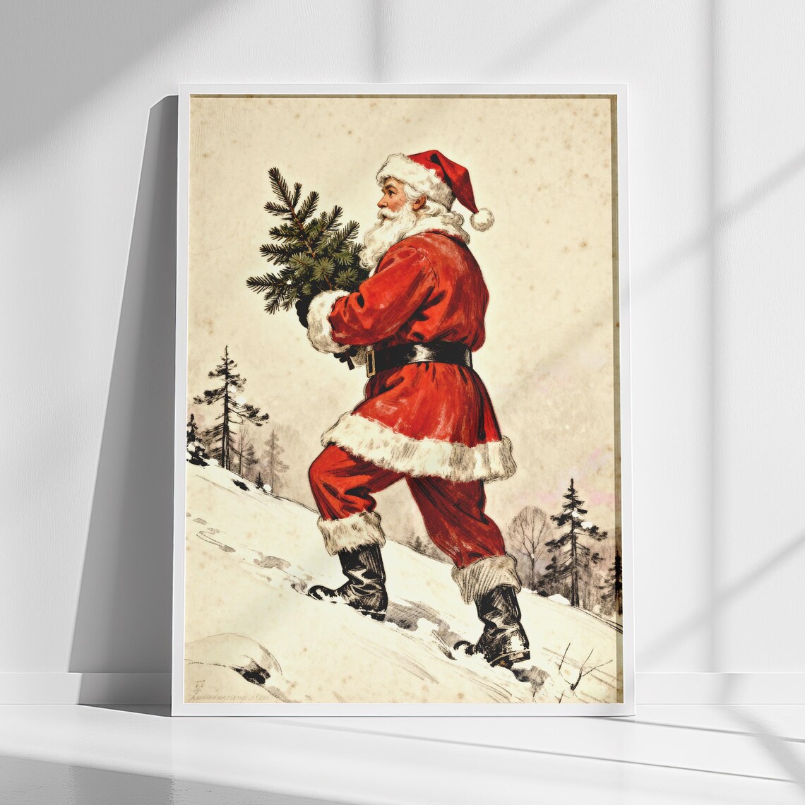 Vintage Santa Claus Illustration Art Print