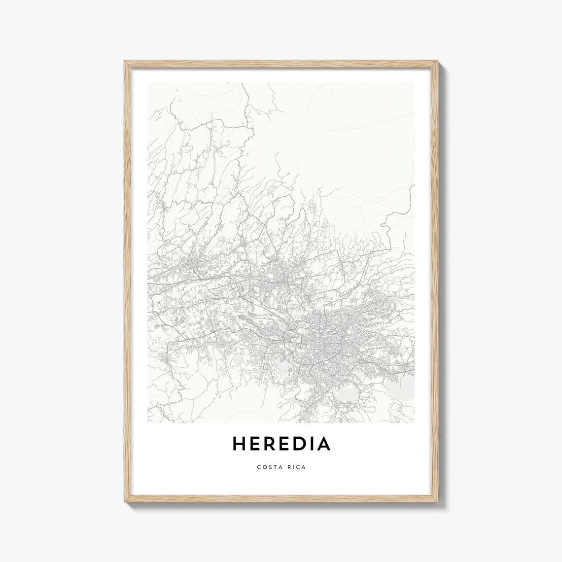 Heredia Costa Rica Minimalist City Street Map Street Art Poster