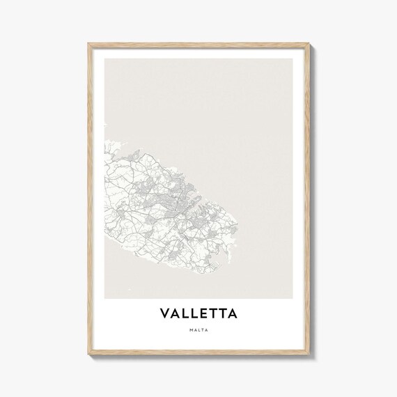 Valletta Malta Minimalist Island Capital City Street Map Art Poster