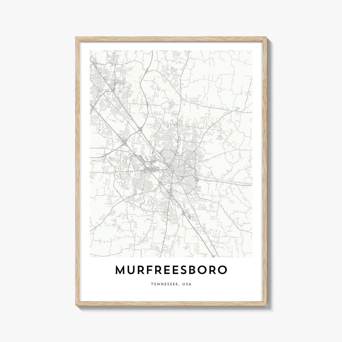 Murfreesboro Tennessee USA Minimalist City Map Hometown Gift Poster