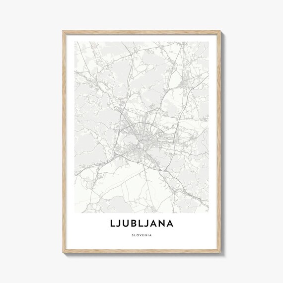Ljubljana Slovenia Minimalist European Capital City Map Poster
