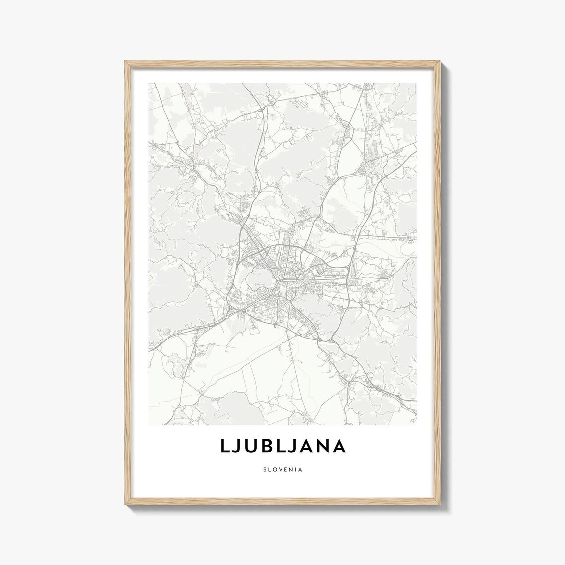 Ljubljana Slovenia Minimalist European Capital City Map Poster
