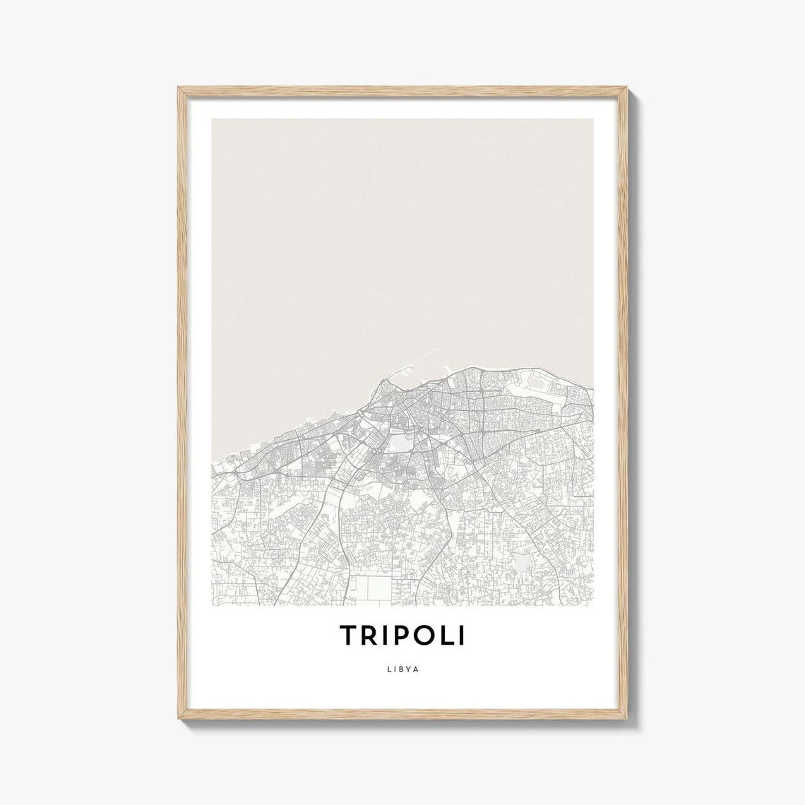 Tripoli Libya Minimalist Mediterranean Coastal City Map Art Print
