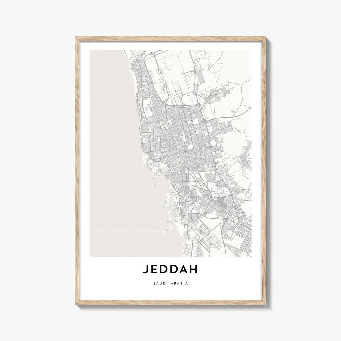 Jeddah Saudi Arabia Minimalist Line Coastal City Map Art Poster