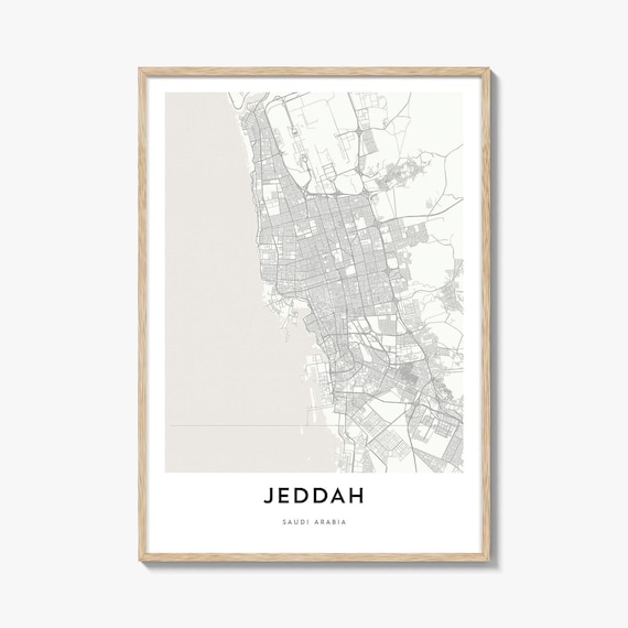 Jeddah Saudi Arabia Minimalist Line Coastal City Map Art Poster