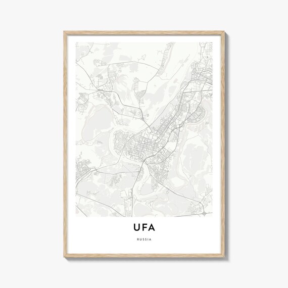 Ufa Russia City Street Map Minimalist Black And White Travel Poster