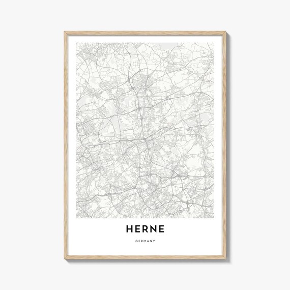 Herne Germany Minimalist Black and White City Map Art Poster