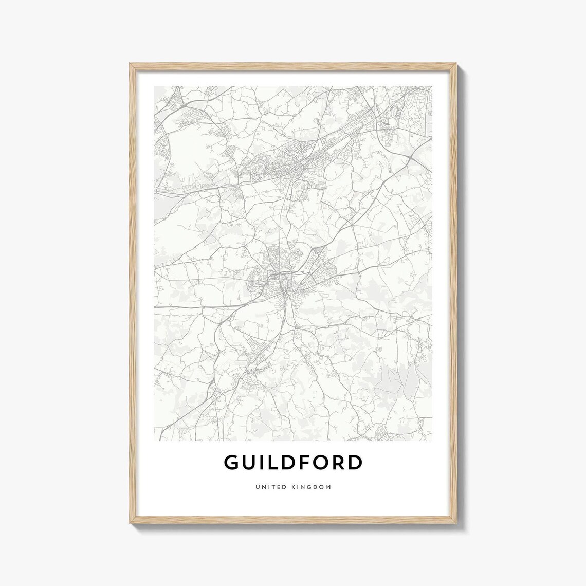 Guildford United Kingdom Minimalist City Map Line Art Poster