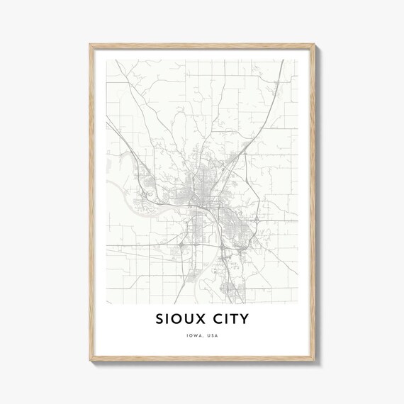 Sioux City Iowa Minimalist Cream City Street Map Wall Poster