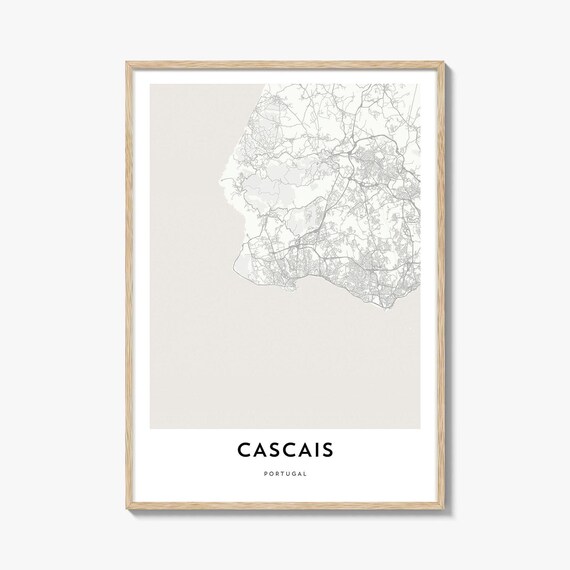 Cascais Portugal Minimalist Coastal City Street Map Art Poster