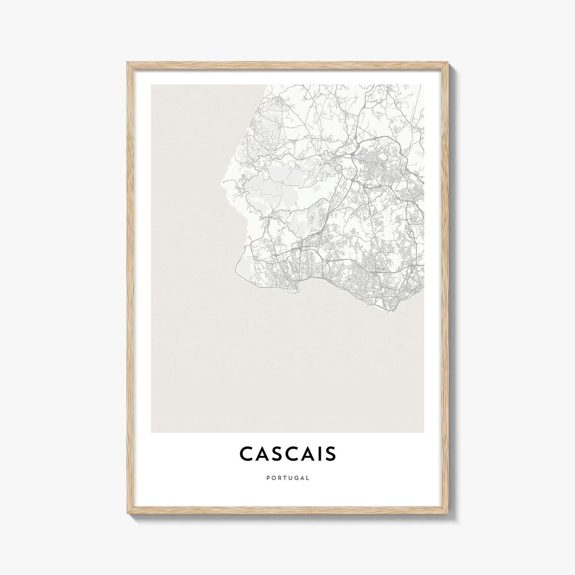 Cascais Portugal Minimalist Coastal City Street Map Art Poster