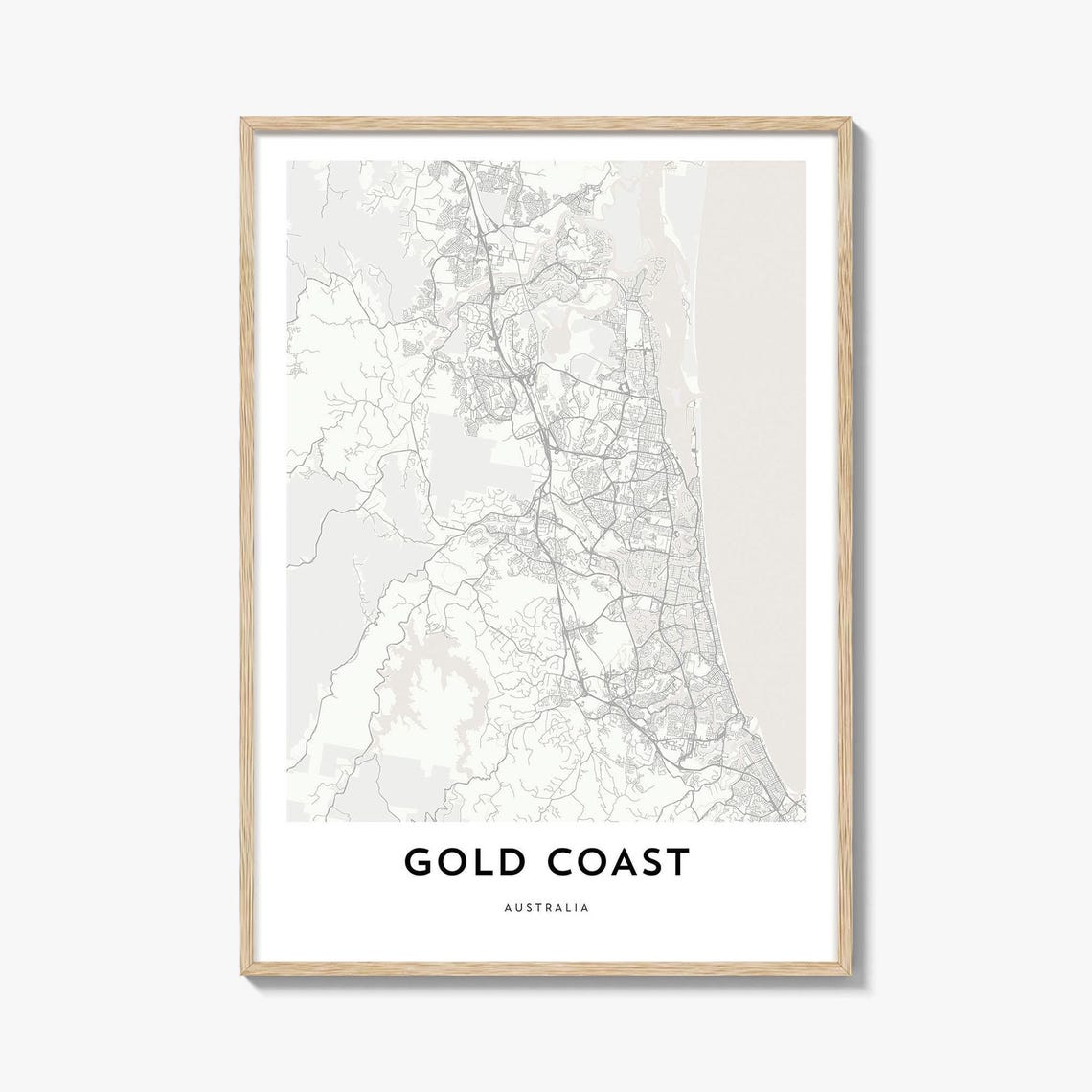 Gold Coast Australia Minimalist City Street Map Coastal Decor Poster