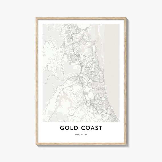 Gold Coast Australia Minimalist City Street Map Coastal Decor Poster