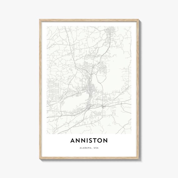 Anniston Alabama USA Minimalist City Street Map Line Art Poster