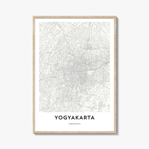 Yogyakarta Indonesia Minimalist White City Street Map Art Poster