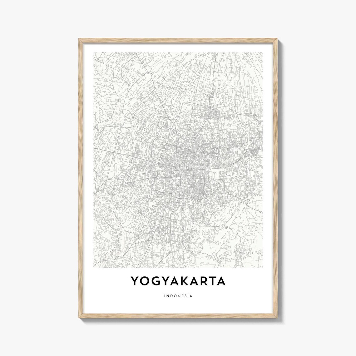 Yogyakarta Indonesia Minimalist White City Street Map Art Poster