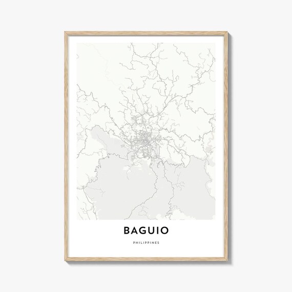 Baguio Philippines Minimalist Mountain City Street Map Wall Art