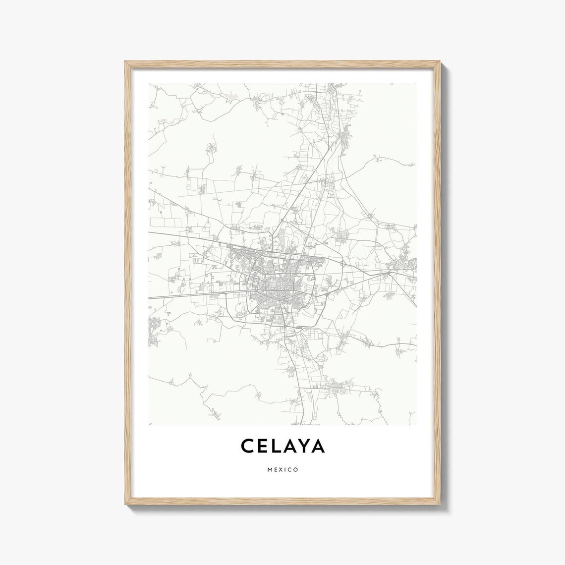 Celaya Guanajuato Mexico Minimalist City Street Map Art Poster
