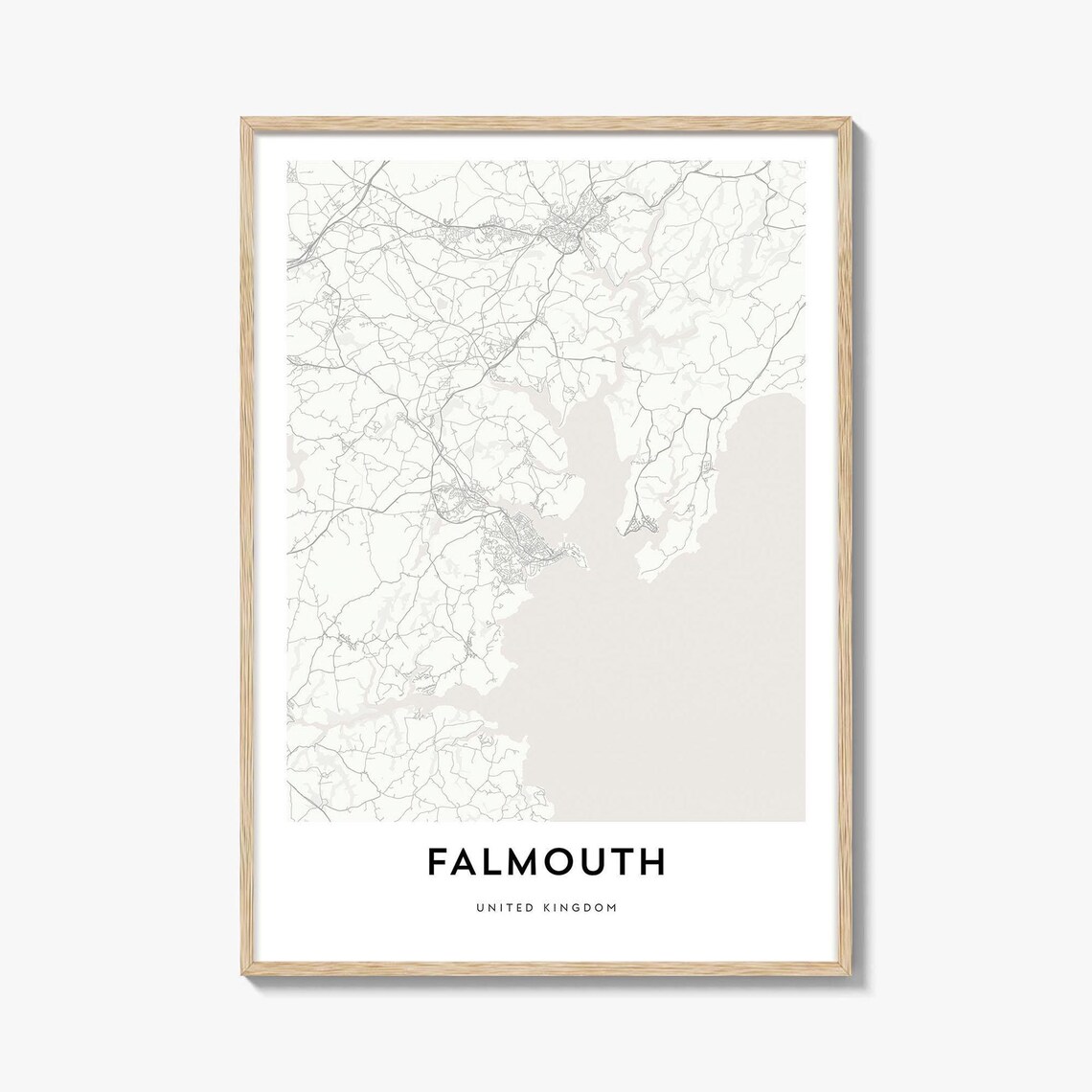 Minimalist Falmouth United Kingdom Street Map City Road Art Poster
