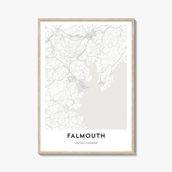 Minimalist Falmouth United Kingdom Street Map City Road Art Poster