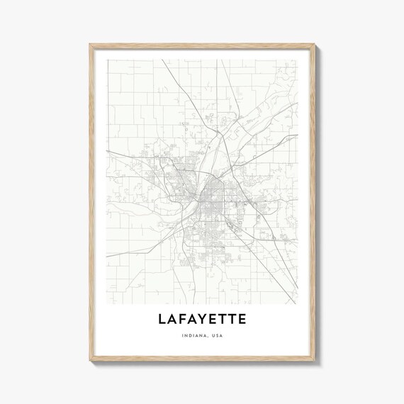 Lafayette Indiana USA Minimalist City Street Map Art Poster Gift