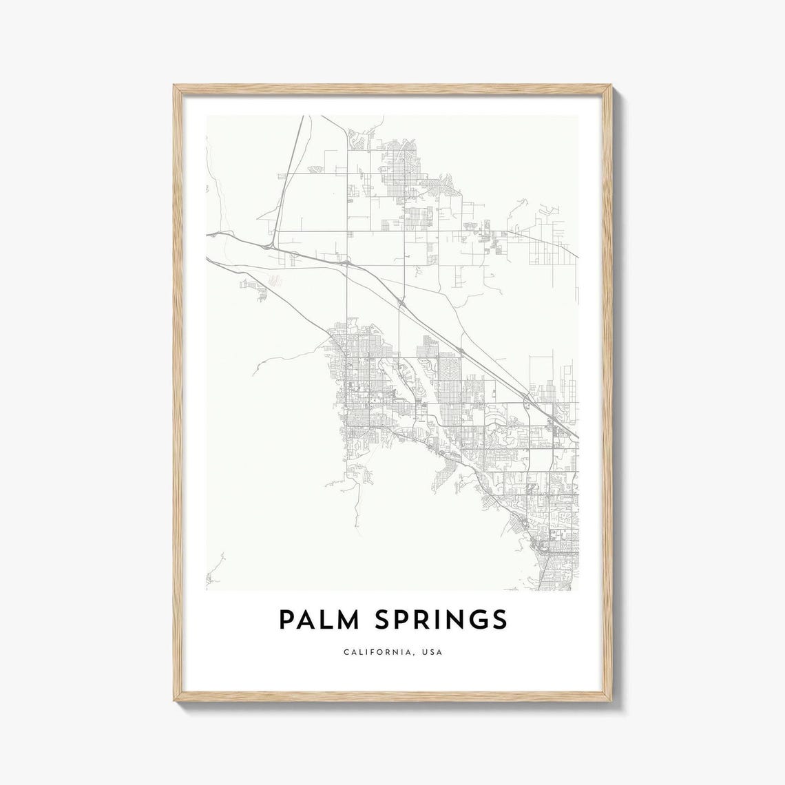 Palm Springs California Minimalist Neutral City Street Map Poster