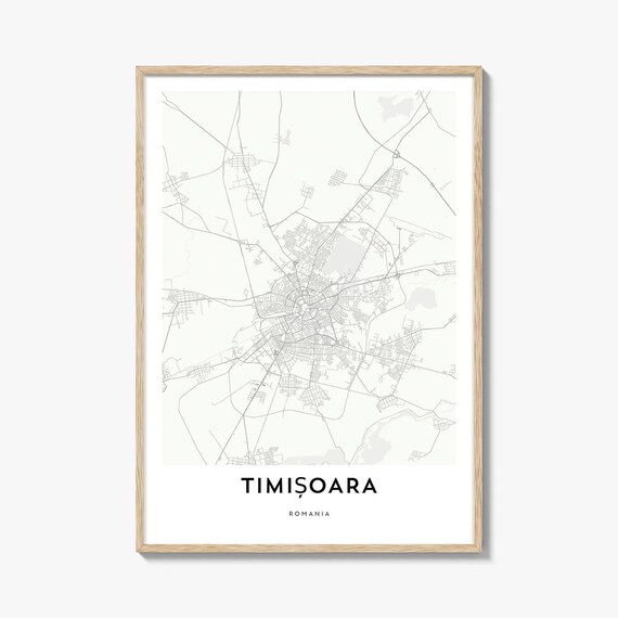 Timisoara Romania City Street Map Minimalist Grey Travel Poster
