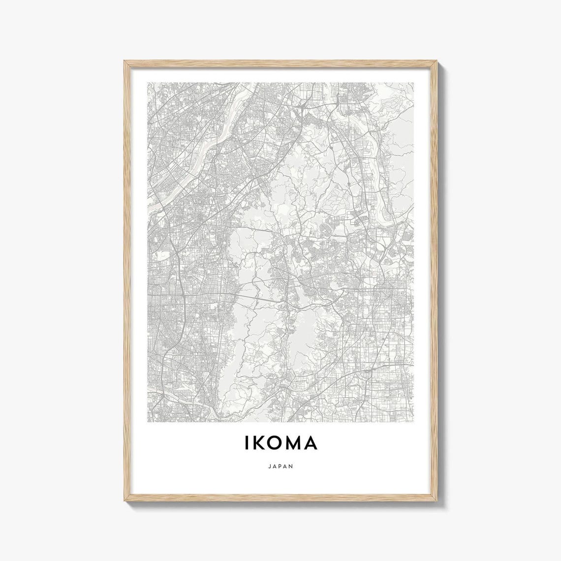 Ikoma Japan Minimalist Street Map City Art Travel Wall Poster