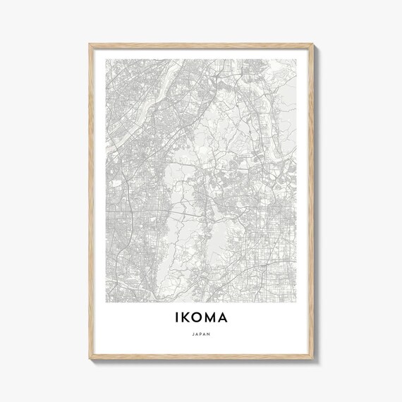 Ikoma Japan Minimalist Street Map City Art Travel Wall Poster