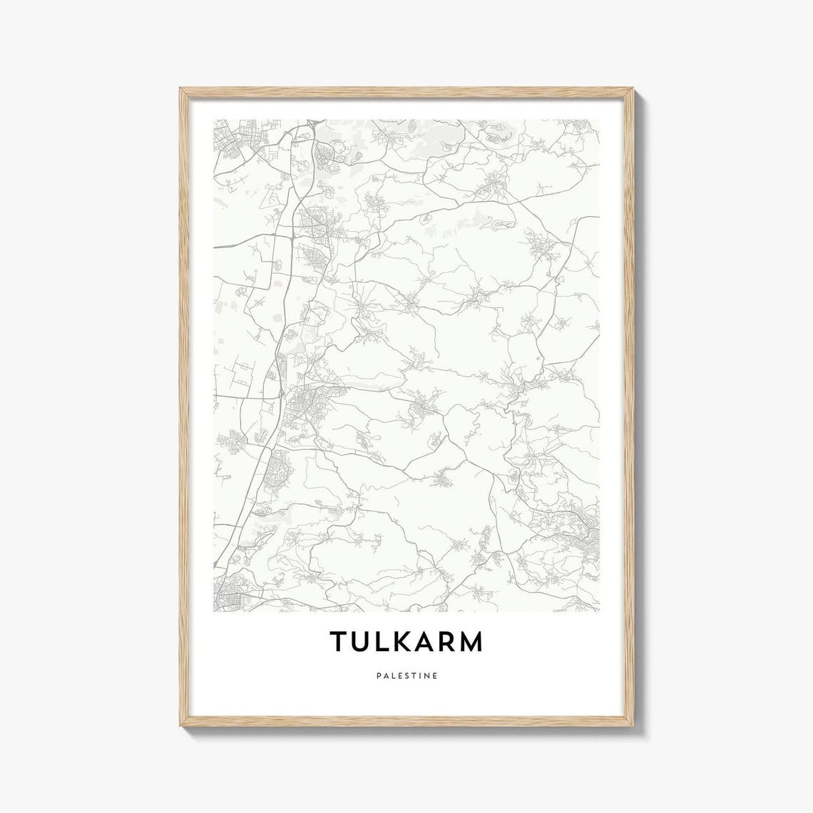 Tulkarm Palestine Minimalist City Map Poster for Modern Wall Decor Art