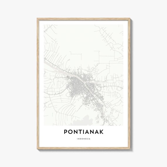Pontianak Indonesia Minimalist City Street Map Line Art Poster