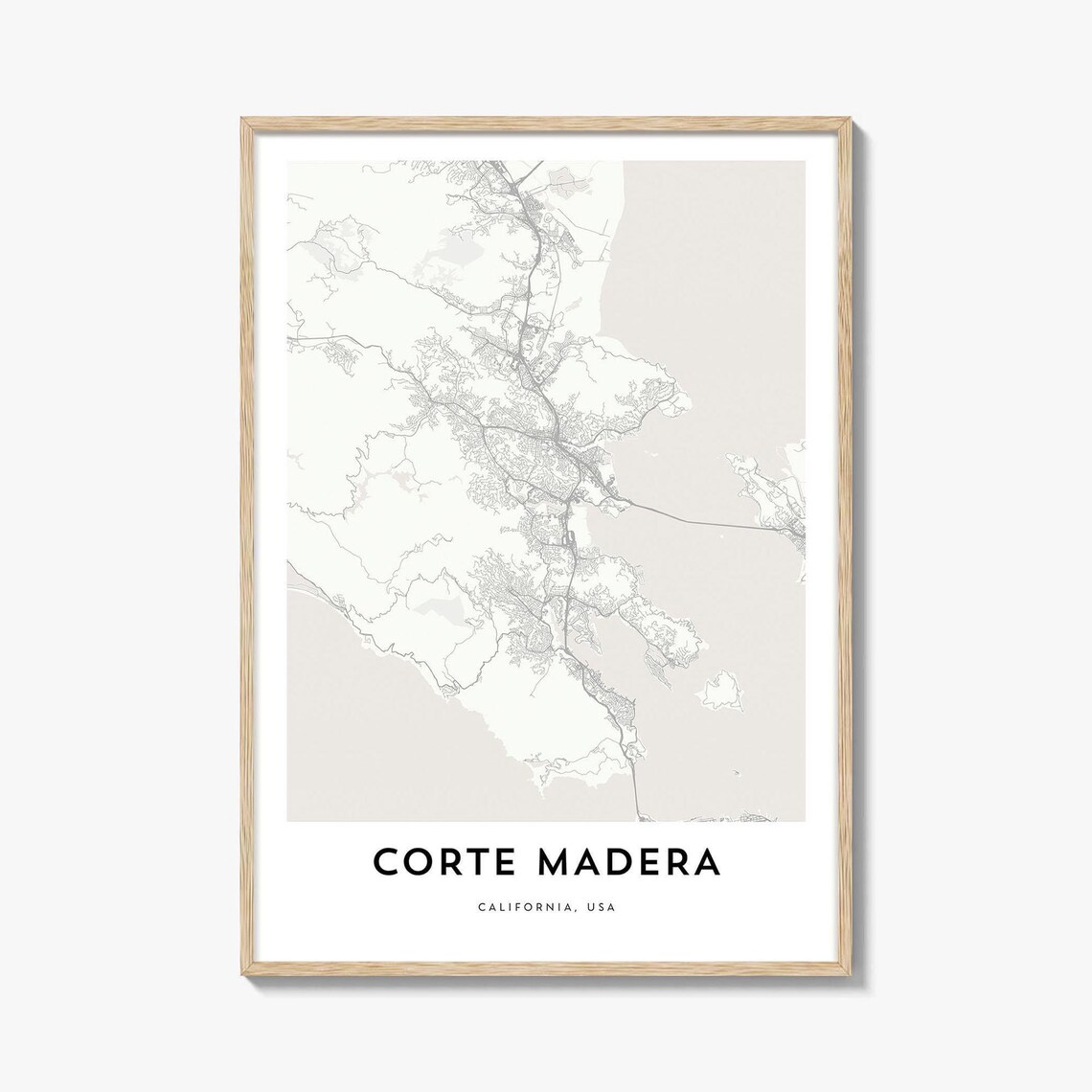 Corte Madera California USA Minimalist City Map Street Art Poster
