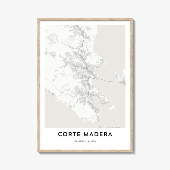 Corte Madera California USA Minimalist City Map Street Art Poster