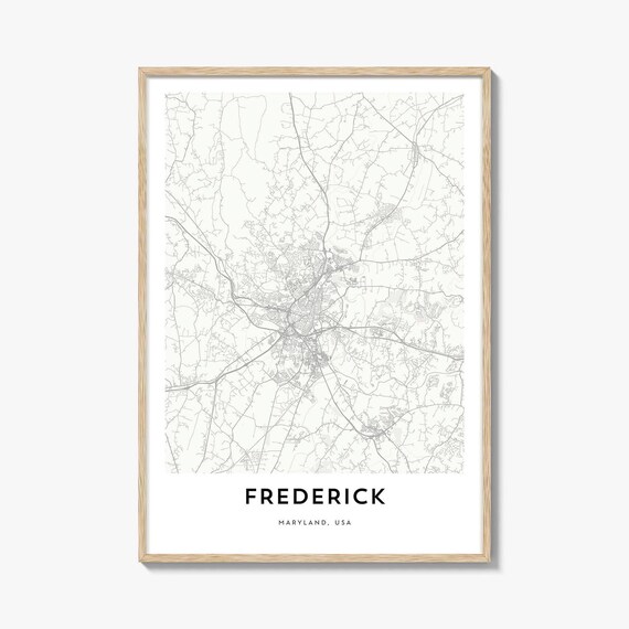 Minimalist Frederick Maryland USA City Street Map Fine Line Art Poster