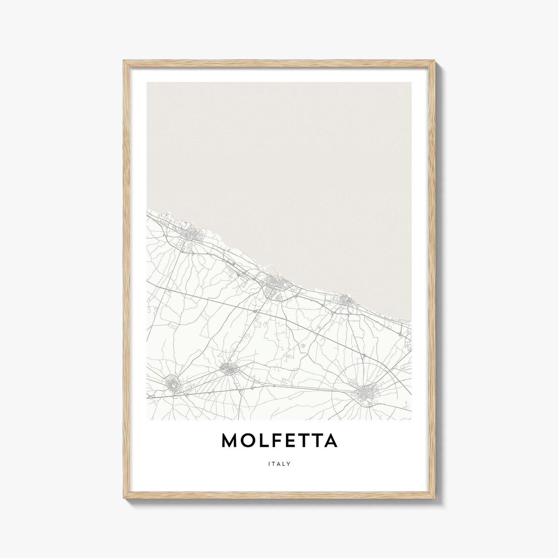 Molfetta Italy Minimalist Street Map City Artwork Gift Poster
