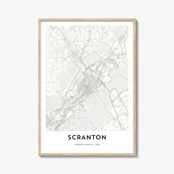 Scranton Pennsylvania Minimalist City Street Map Poster Wall Decor