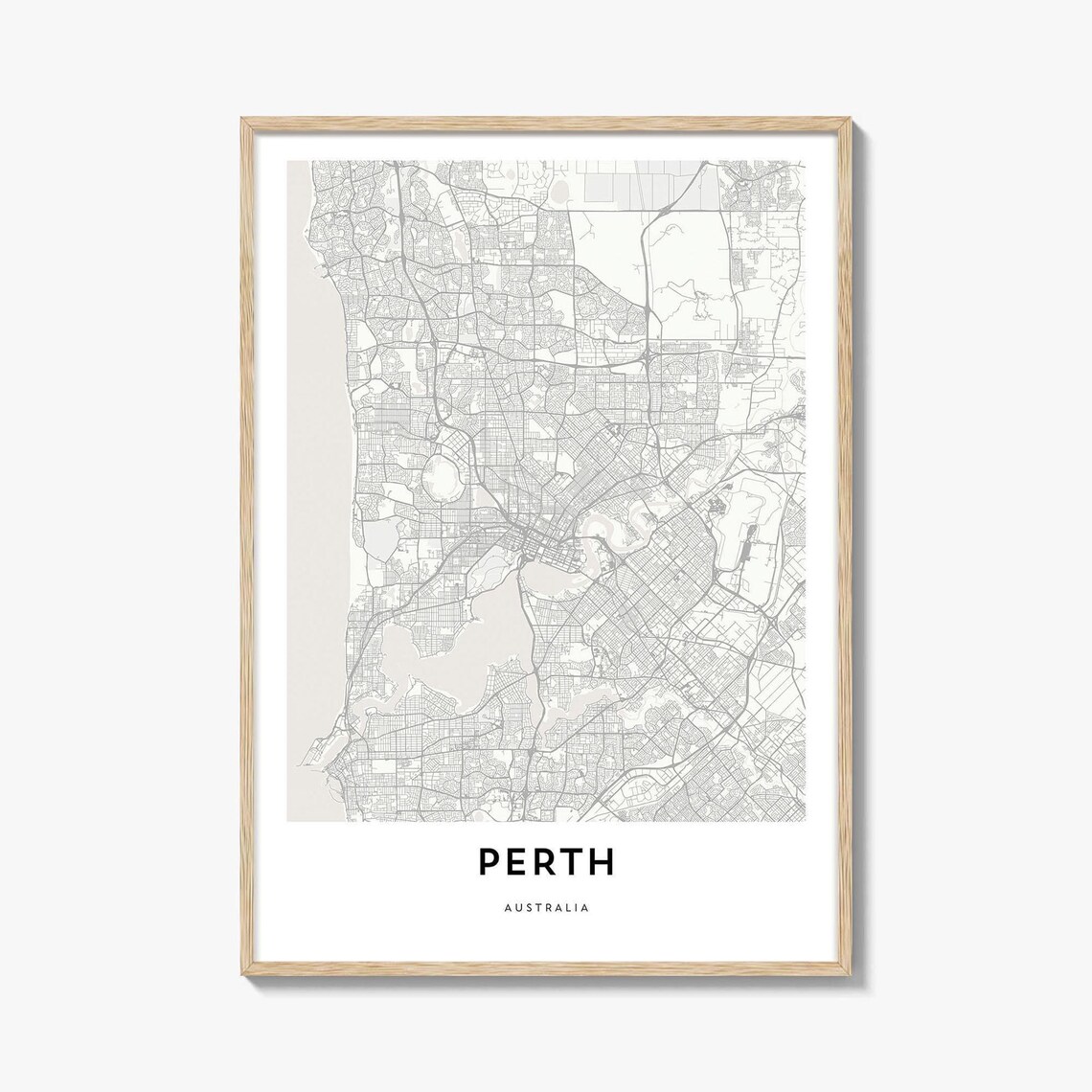 Perth Australia Minimalist Line Street Map City Travel Poster