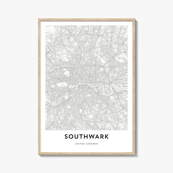 Minimalist Line Map of Southwark London United Kingdom Art Poster