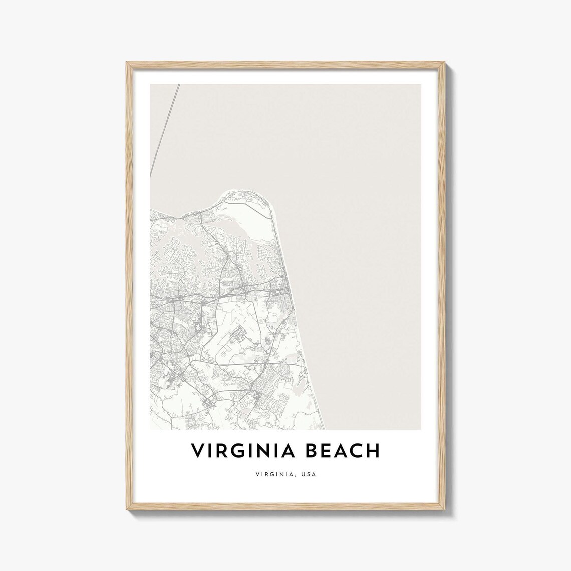Virginia Beach USA Atlantic Coast City Street Map Line Art Print