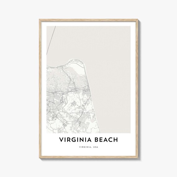 Virginia Beach USA Atlantic Coast City Street Map Line Art Print