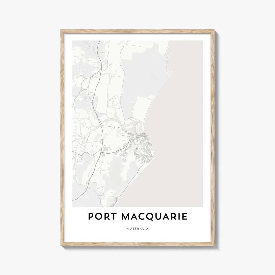 Port Macquarie Australia Minimalist City Street Map Art Travel Poster