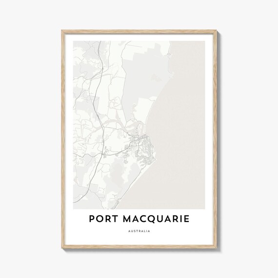Port Macquarie Australia Minimalist City Street Map Art Travel Poster