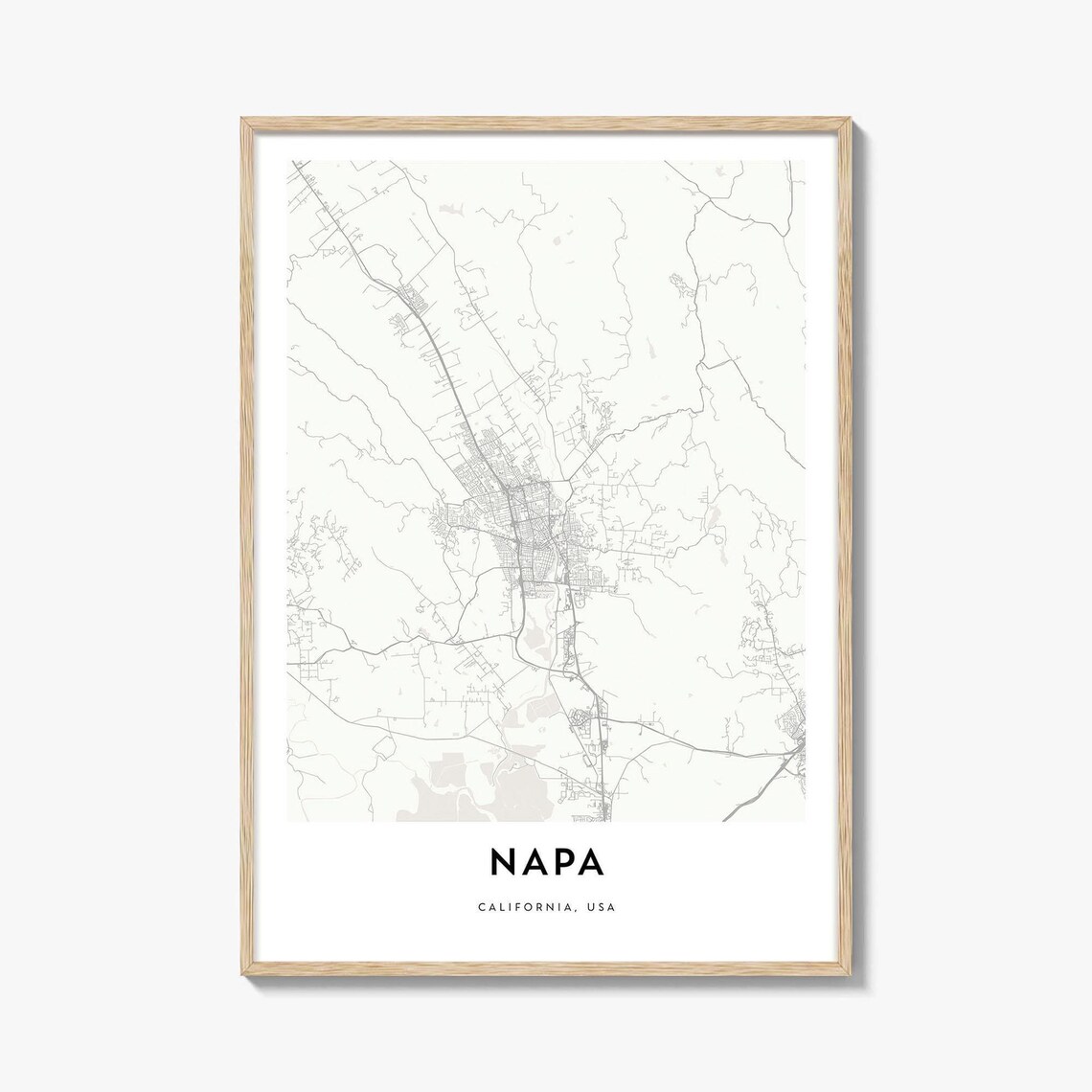 Napa California USA Scenic Wine Country Valley City Map Poster