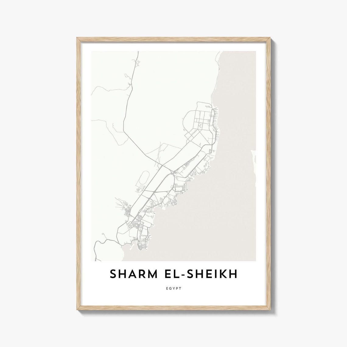 Sharm El-Sheikh Egypt Red Sea Coast City Map Line Art Poster