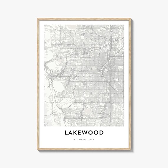 Lakewood Colorado Minimalist City Map Print USA Suburb Town Wall Decor