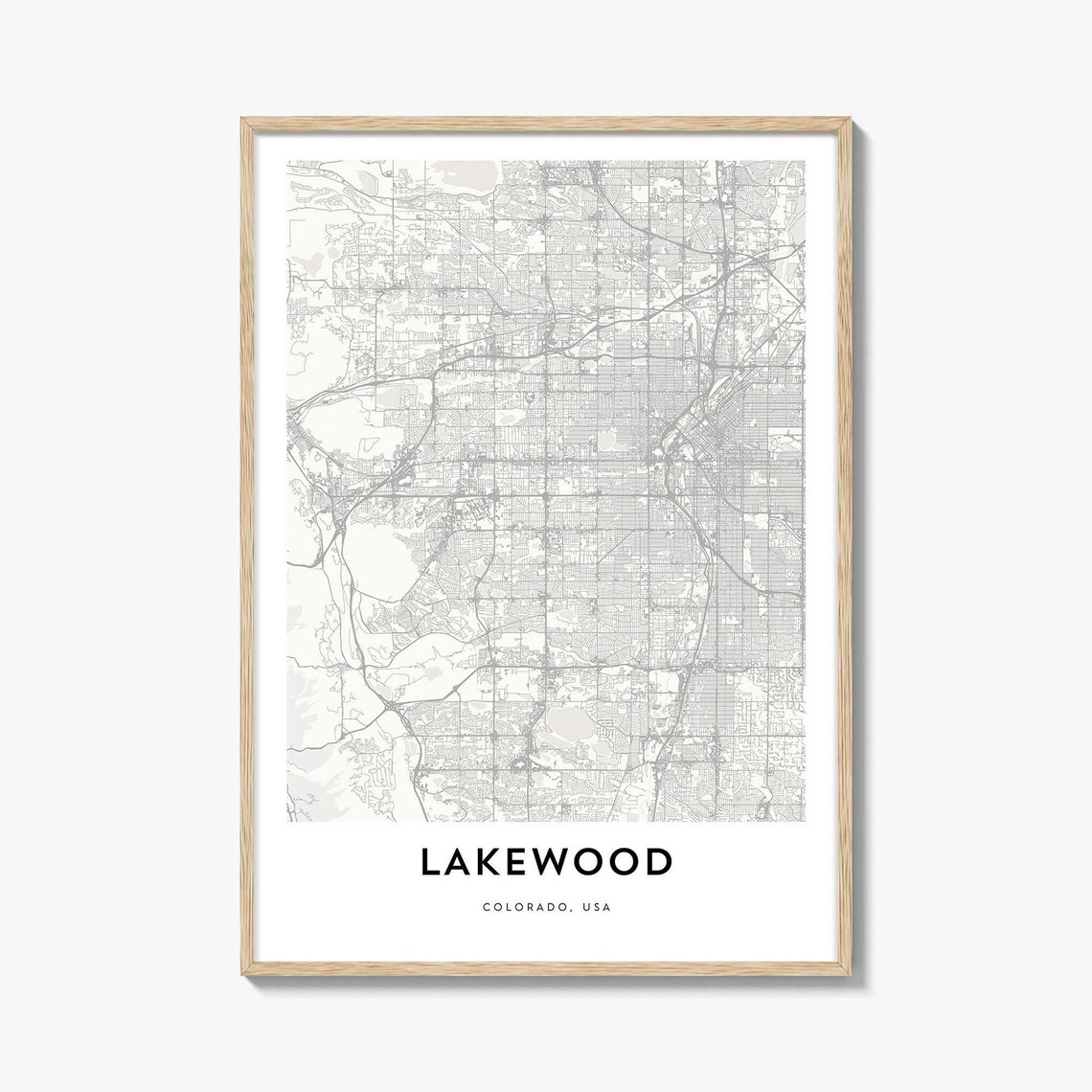 Lakewood Colorado Minimalist City Map Print USA Suburb Town Wall Decor