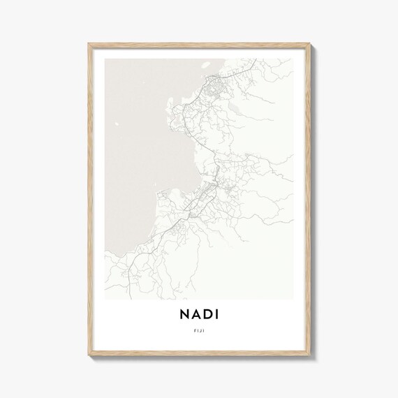 Nadi Fiji Vibrant Coast Minimalist City Map Street Line Art Poster